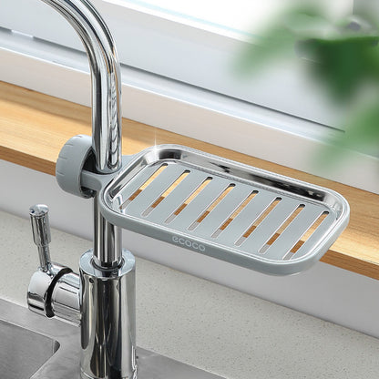 Stainless Steel Sink Storage Rack mounted on kitchen tap