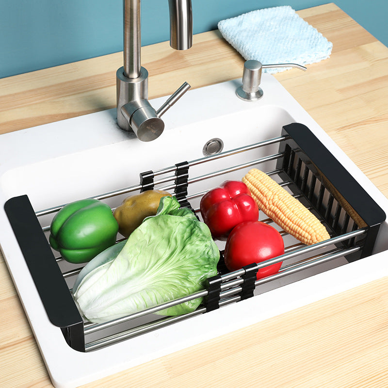 Stainless Steel Sink Drain Rack expandable dish drainer in grey