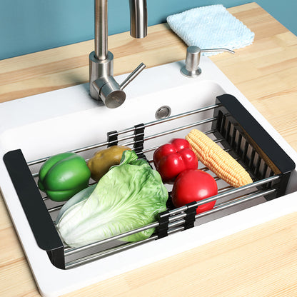 Stainless Steel Sink Drain Rack expandable dish drainer in grey