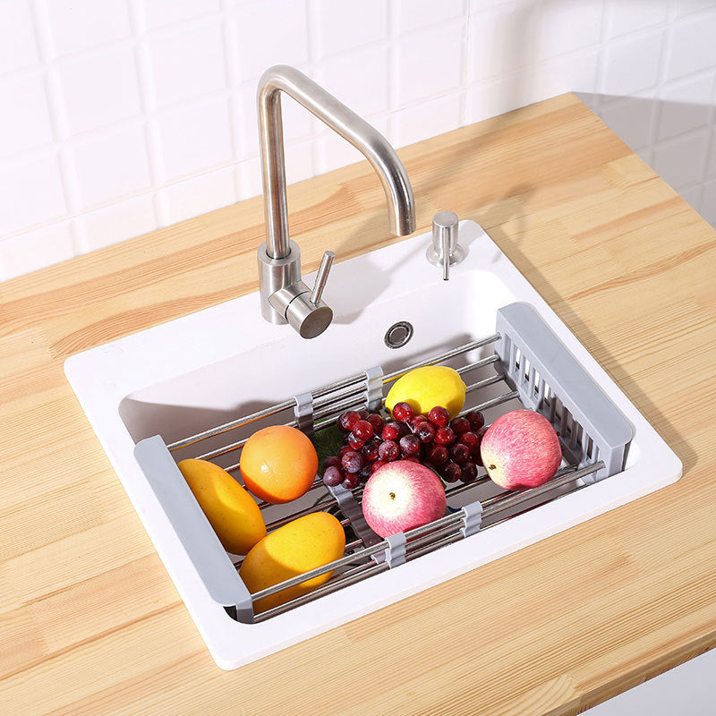 Stainless Steel Sink Drain Rack expandable dish drainer in grey