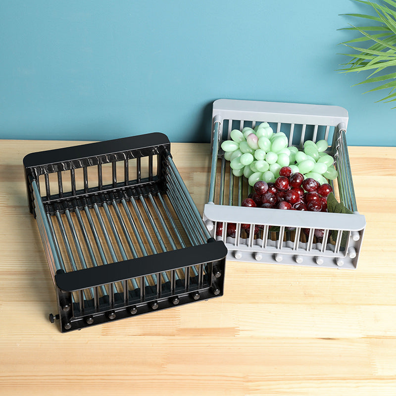 Stainless Steel Sink Drain Rack expandable dish drainer in grey