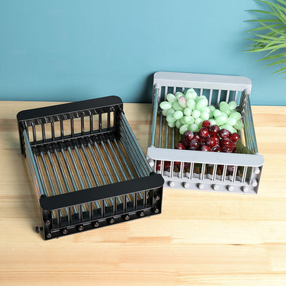 Stainless Steel Sink Drain Rack expandable dish drainer in grey