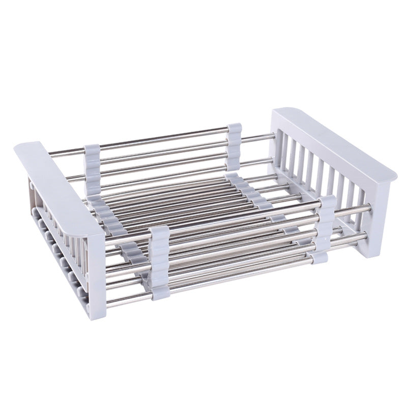 Stainless Steel Sink Drain Rack expandable dish drainer in grey