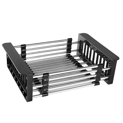Stainless Steel Sink Drain Rack expandable dish drainer in grey