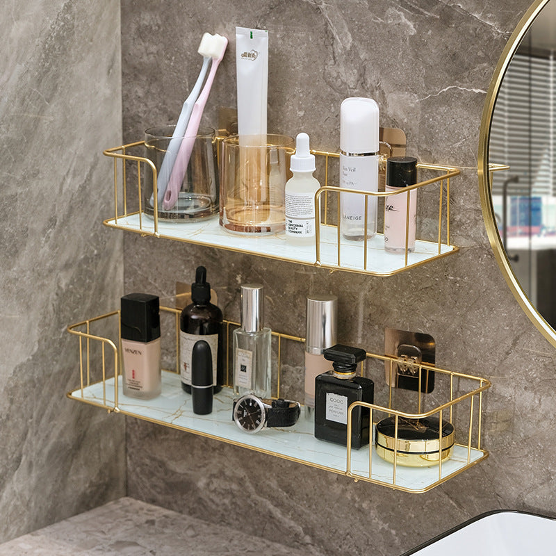 Punch-Free Bathroom Storage Shelf