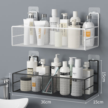 No-Drill Wall-Mounted Bathroom Shelf Organizer