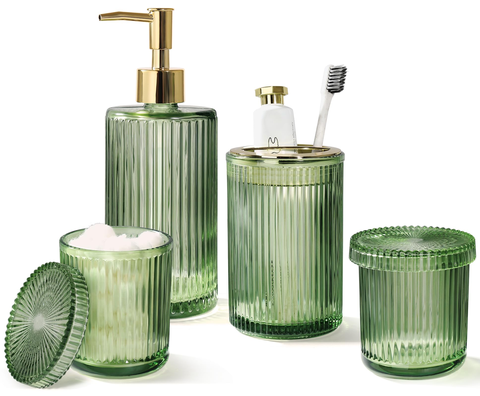 Luxury Green Glass Bathroom Accessory Set