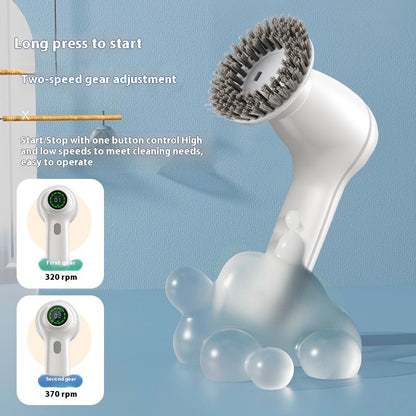 multifunctional electric cleaning brush featuring two-speed gear adjustment and a simple start/stop operation.