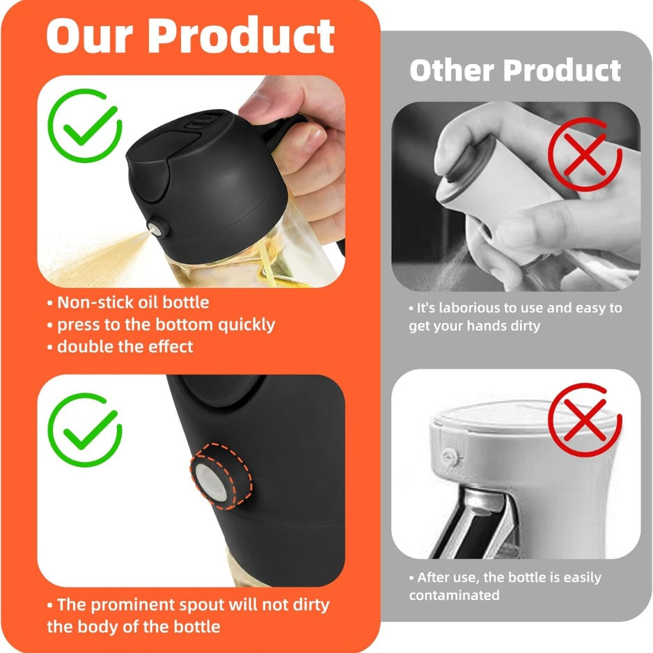 2-in-1 Glass Olive Oil Sprayer &amp; Dispenser