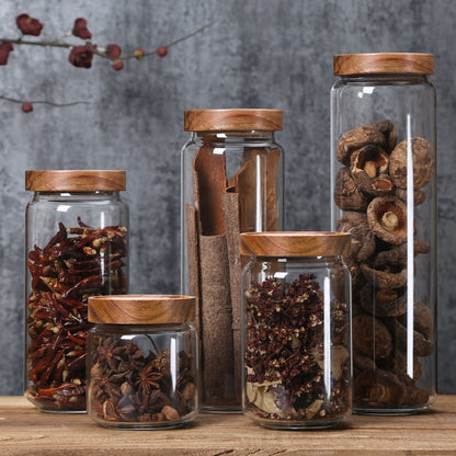 Glass Kitchen Storage Jar with Bamboo Lid