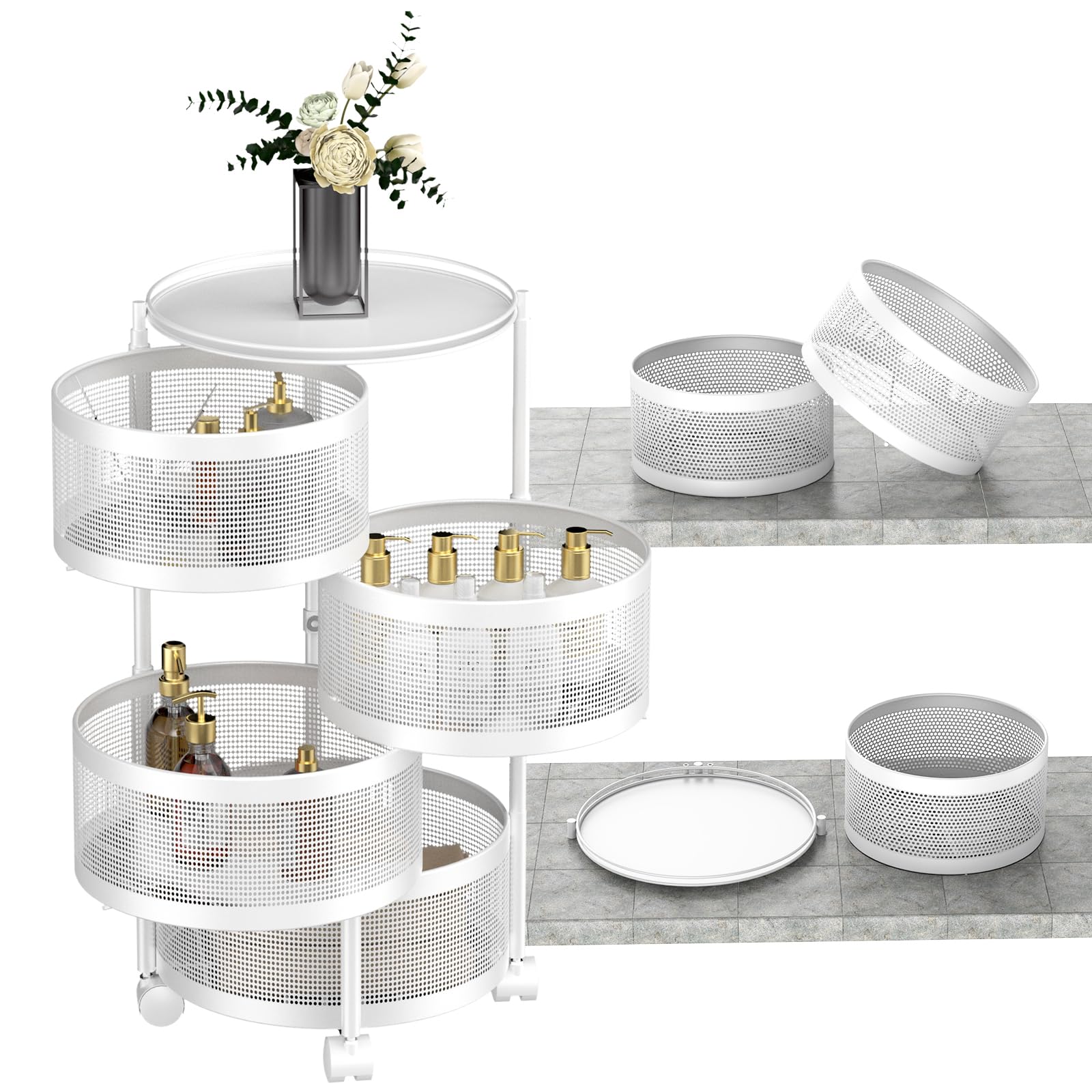 Rotating Storage Cart with Wheels