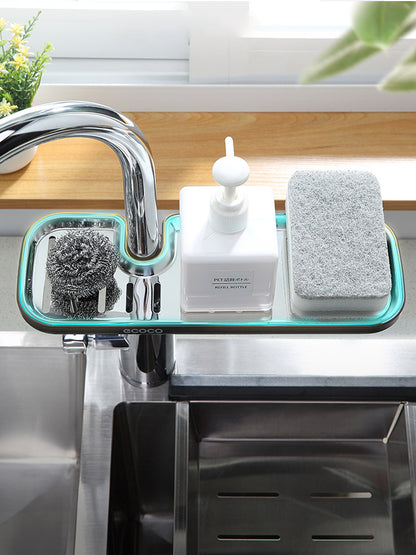 Stainless Steel Sink Storage Rack mounted on kitchen tap