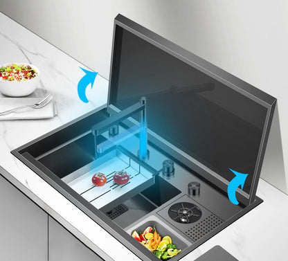 Stainless Steel Kitchen Sink with nano black finish and accessories