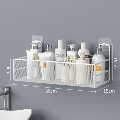 No-Drill Wall-Mounted Bathroom Shelf Organizer