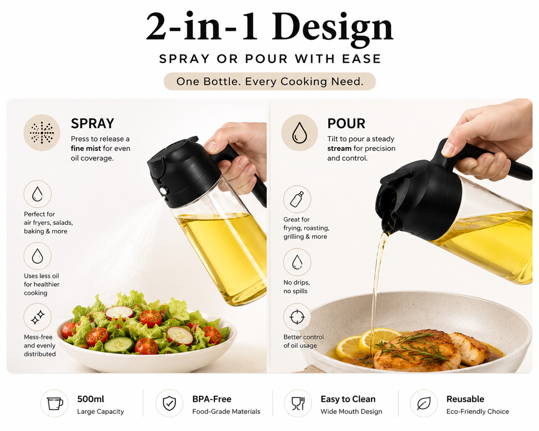 2-in-1 Oil Sprayer &amp; Dispenser 2-in-1 Oil Sprayer &amp; Dispenser