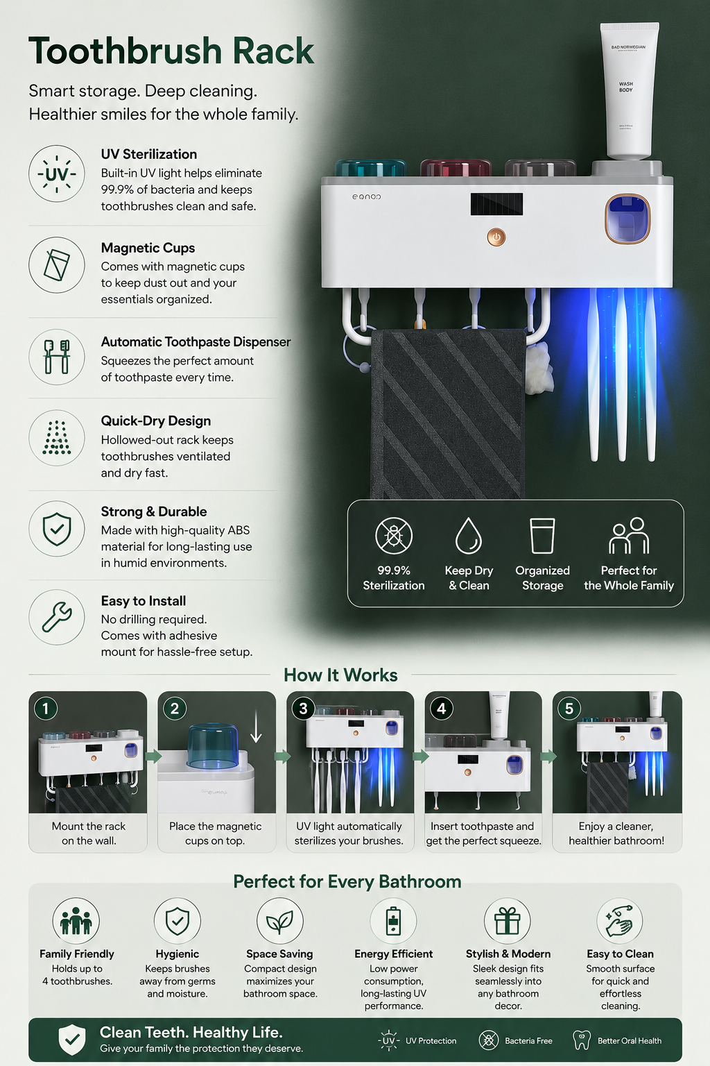 UV Toothbrush Holder &amp; Sanitizer
