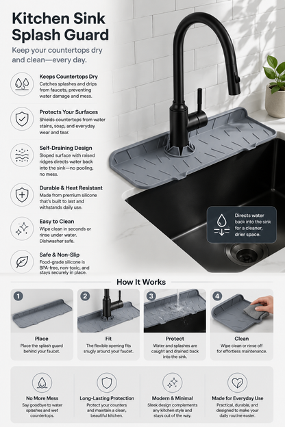 Silicone Sink with Splash Guard