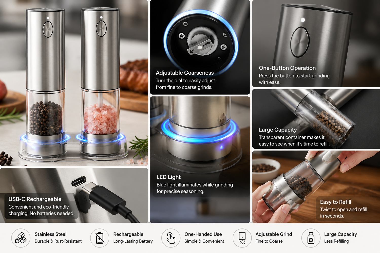 Rechargeable Electric Salt &amp; Pepper