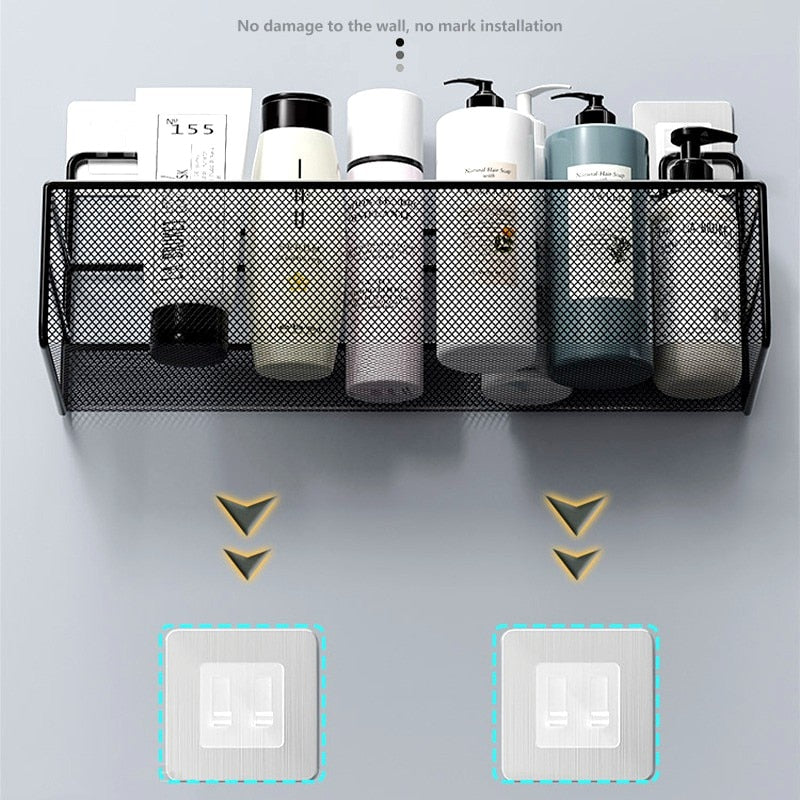 No-Drill Wall-Mounted Bathroom Shelf Organizer