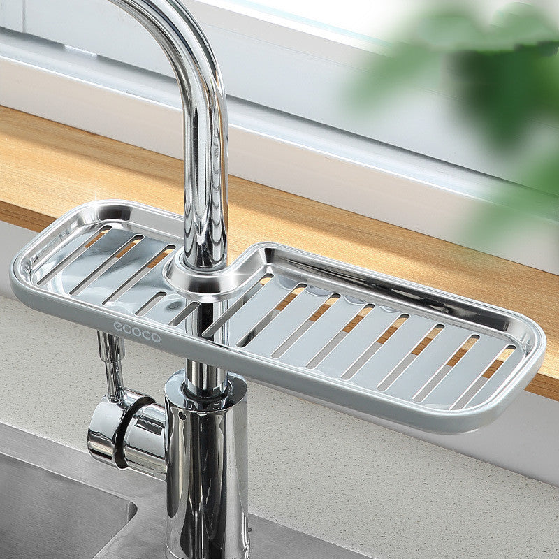 Stainless Steel Sink Storage Rack mounted on kitchen tap