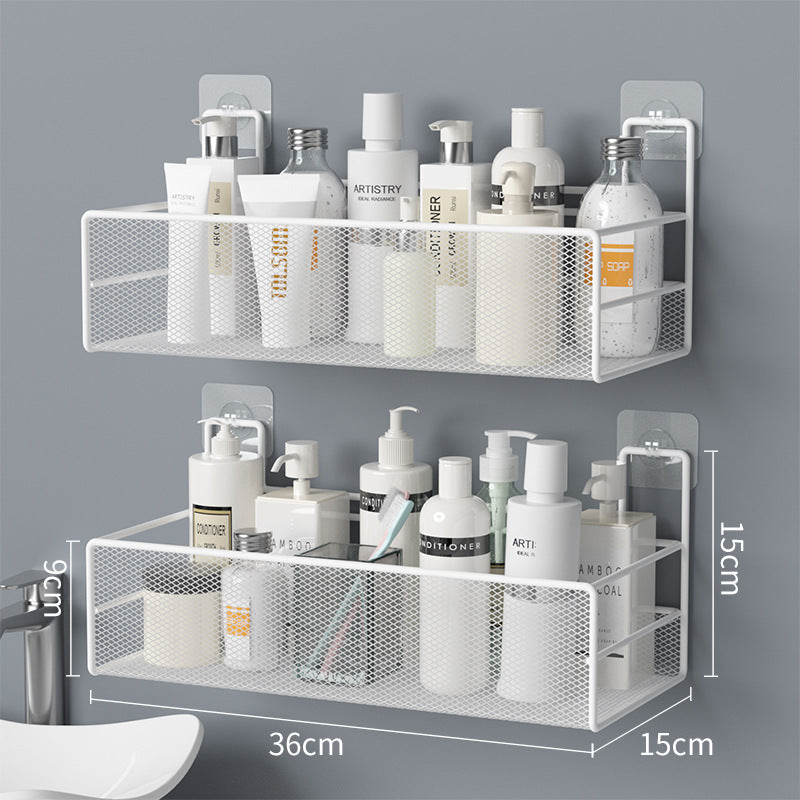 No-Drill Wall-Mounted Bathroom Shelf Organizer