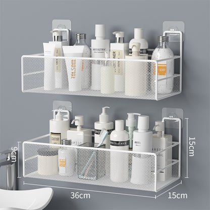 No-Drill Wall-Mounted Bathroom Shelf Organizer