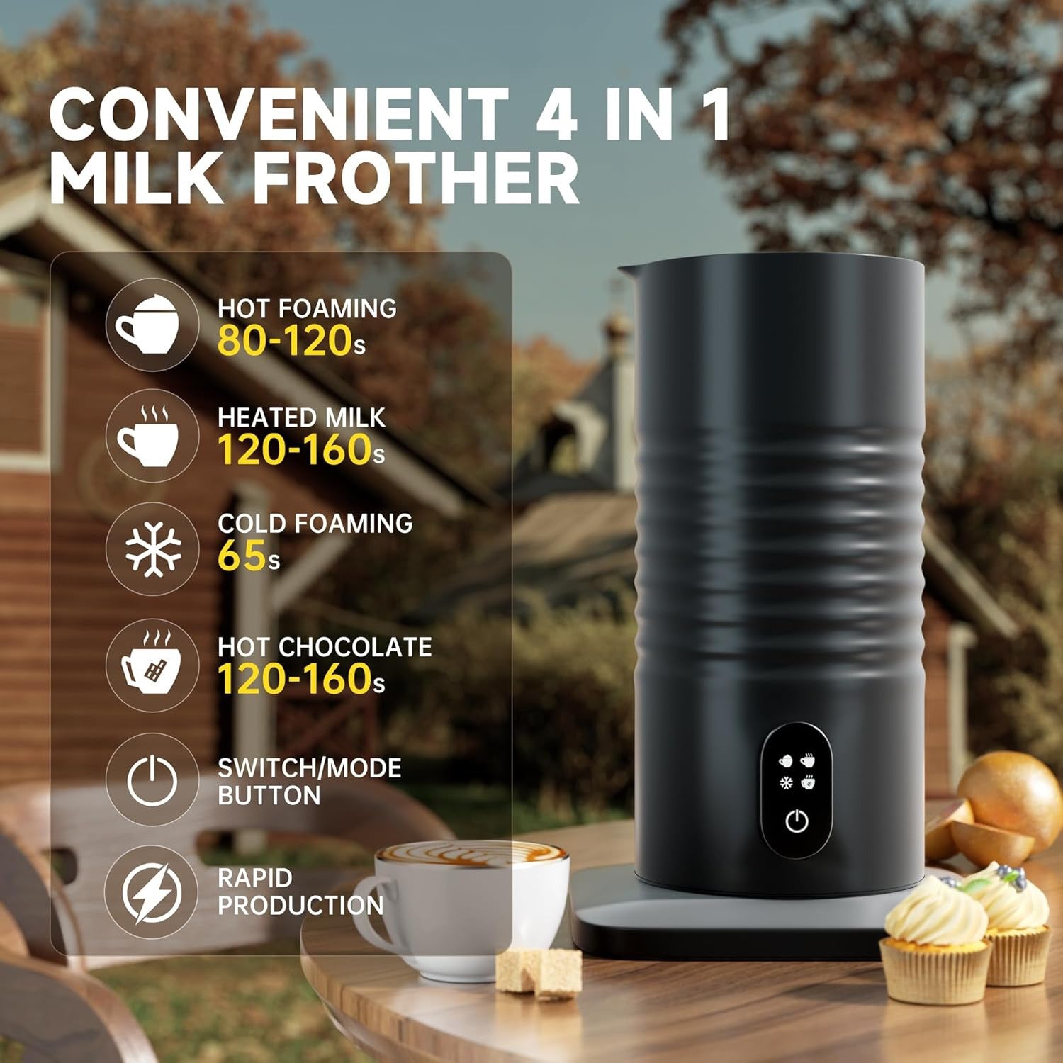 Automatic Milk Frother With Hot And Cold Milk Foam stainless steel unit