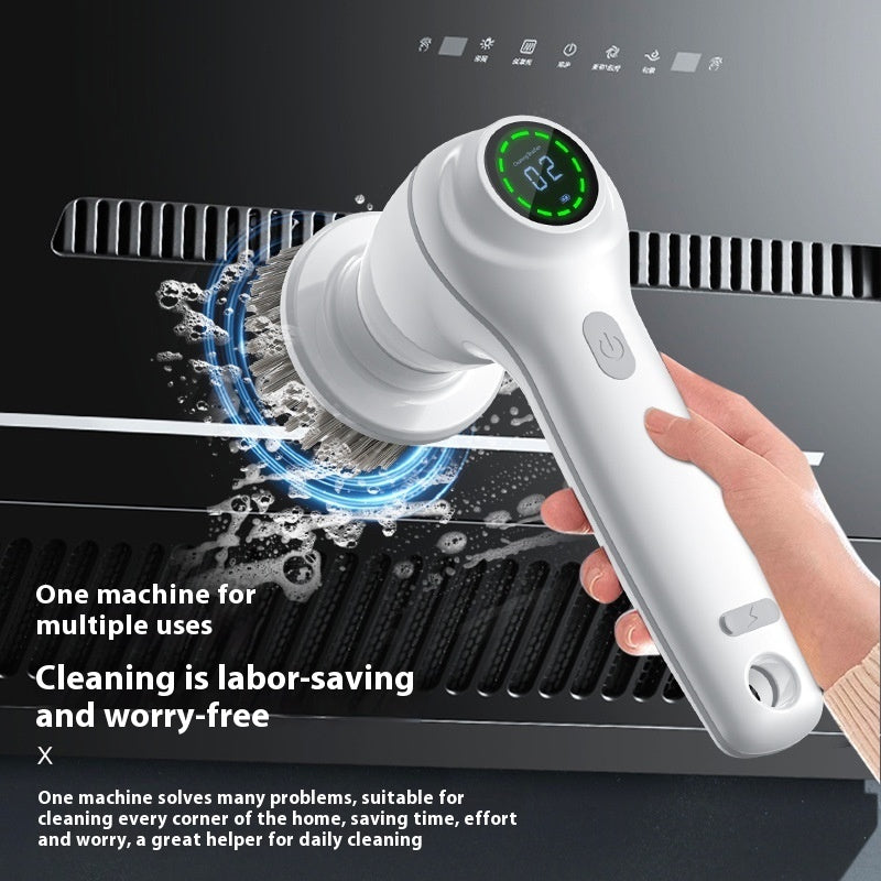 Multifunctional electric cleaning brush in action, designed for efficient and labor-saving cleaning solutions.