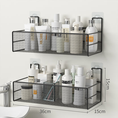 No-Drill Wall-Mounted Bathroom Shelf Organizer