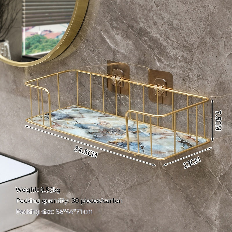 Punch-Free Bathroom Storage Shelf Language