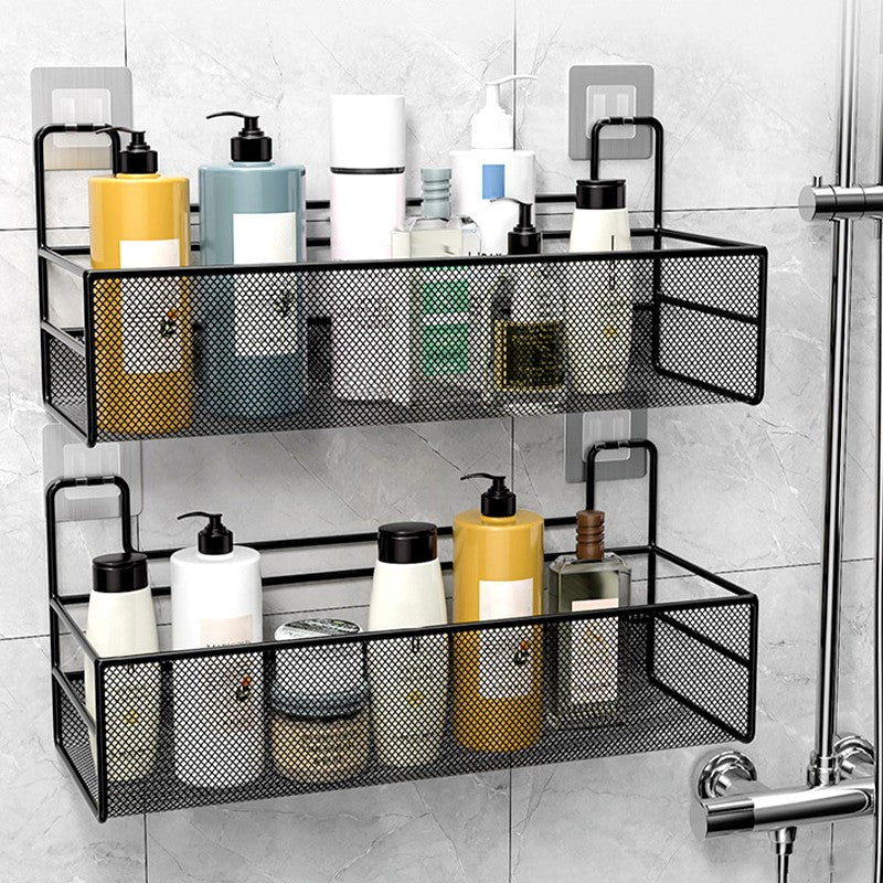 No-Drill Wall-Mounted Bathroom Shelf Organizer