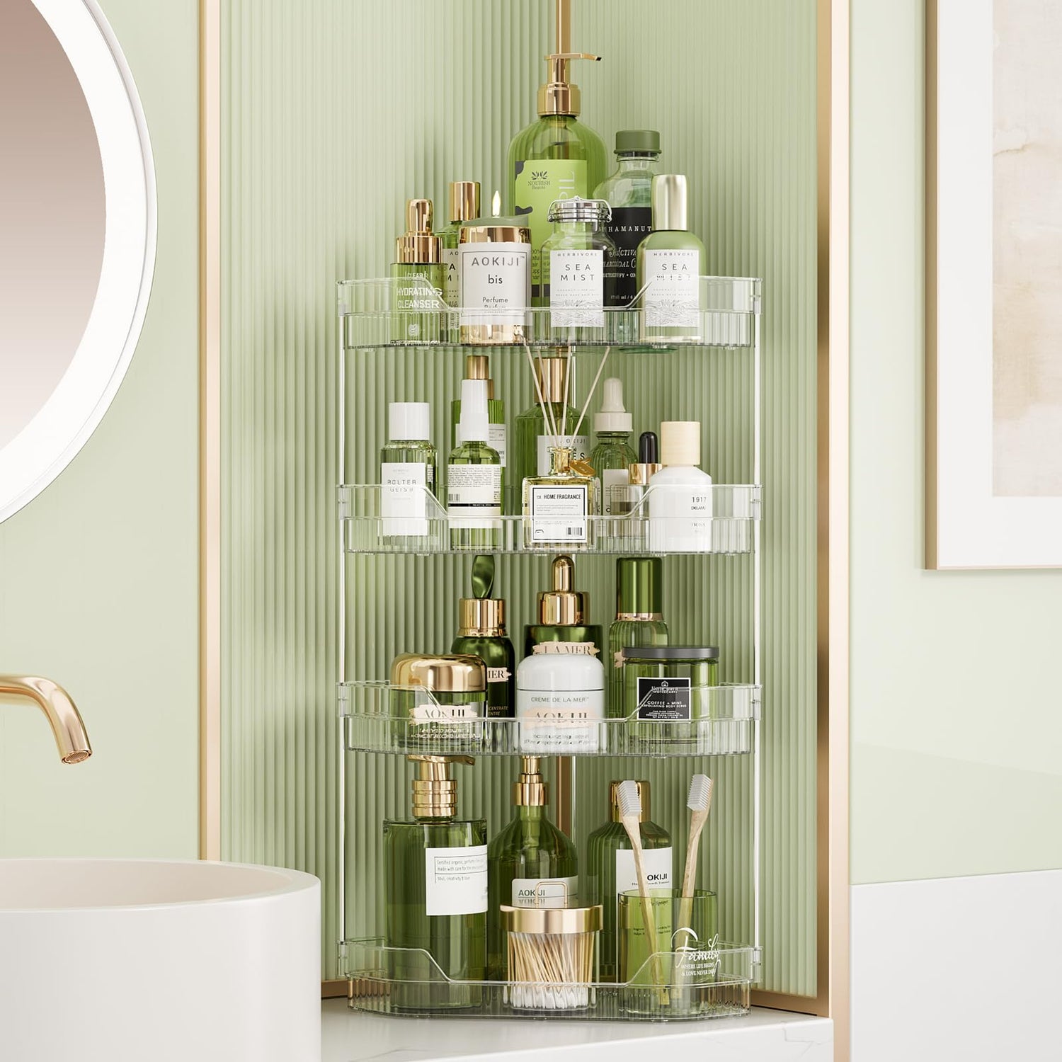 Corner Bathroom Counter Organizer