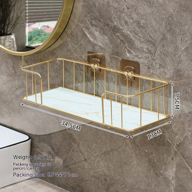 Punch-Free Bathroom Storage Shelf Language