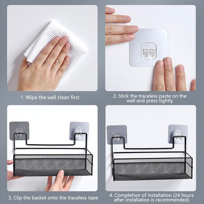 No-Drill Wall-Mounted Bathroom Shelf Organizer
