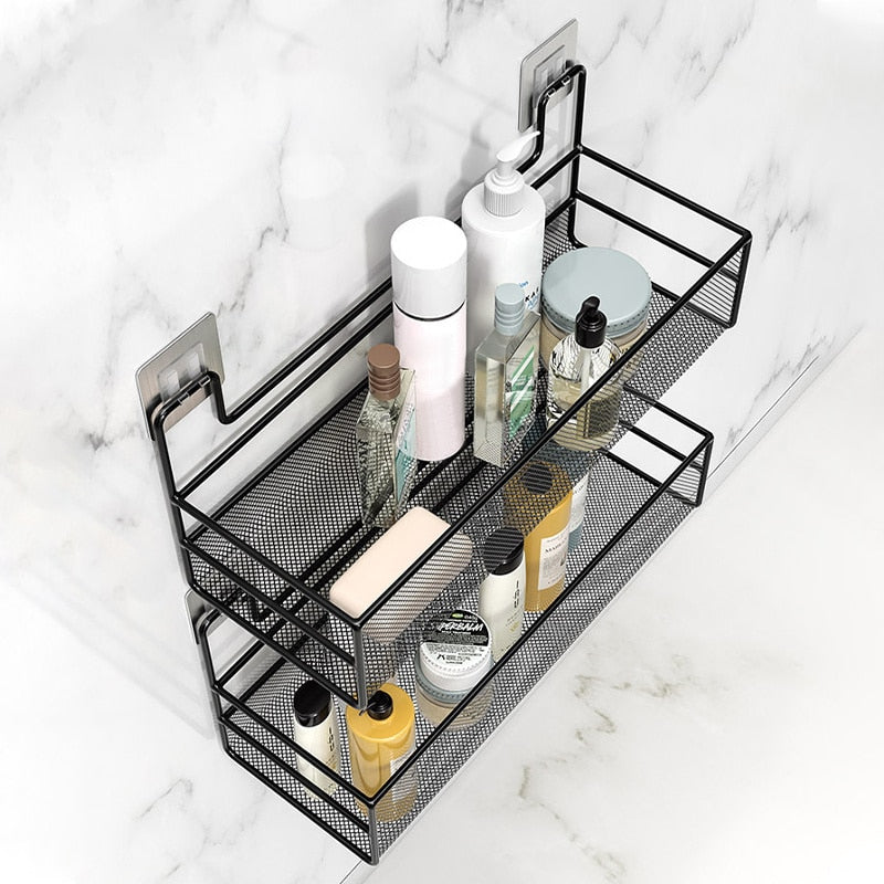 No-Drill Wall-Mounted Bathroom Shelf Organizer