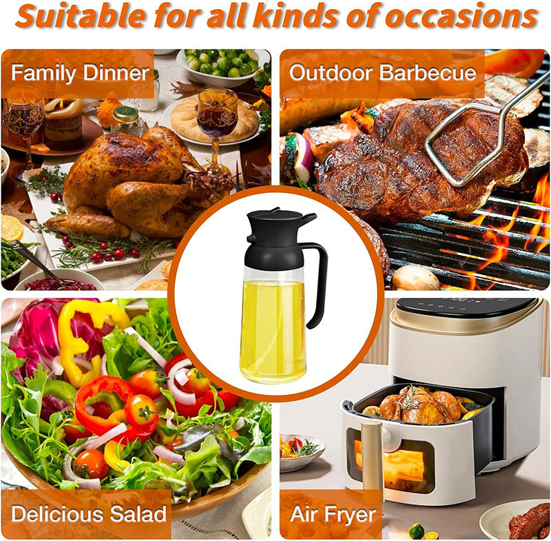 Dual-use Oil Dispenser and Sprayer - Glass Pour &amp; Spray Bottle